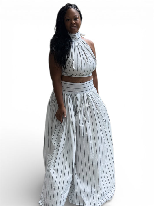Pinstripe Halter Set